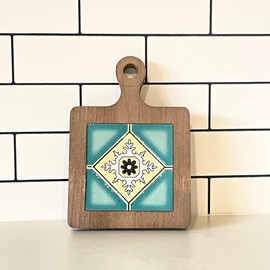 Golspia Heat Resistant Wood Square Tile Trivet Kitchen Accessories Scandinavian Coaster Retro Blue