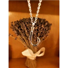 Fashion Jewelry FISH HOOK URN MEMORIAL ASHES  Pendant DIAMOND Cut 925 Sterling Silver 20" Chain