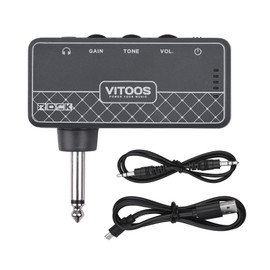 VITOOS ROCK Guitar Headphone Amplifier Amp 1/4 Inch Plug 3.5mm Headphone Jack & Aux In with Gain Tone Volume Contorls Built-in Rechargeable Battery