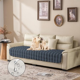 Waterproof Dog Bed Cover, Soft Plush Pet Blanket with Anti-Slip Back for Bed Couch Sofa, Furniture Protector for Small, Medium and Large Dogs and Cats (Noble Grey-Bubble, 30"x80")