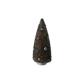 Creative Co-Op Sisal Bottle Brush Tree with Antique Finish Glitter and Ornaments, Silver