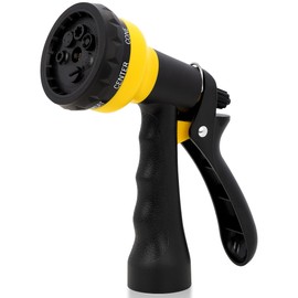 NEXCOVER Garden Hose Nozzle Sprayer - 7 Adjustable Watering Patterns Nozzle for Water Hose, Non-Slip Garden Spray Nozzle for Car Washing, Watering Plants, Pets Showering, Lawns Cleaning, Yellow