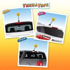 Tenna Tops Fun Yellow Smiley Face Car Decor Antenna Ball Auto Accessory (Fits Fat Stubby Style Antenna)