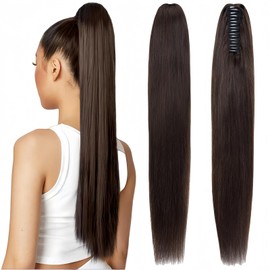 Claw Clip Ponytail Extension (Dark Brown to Black, 20 inch)