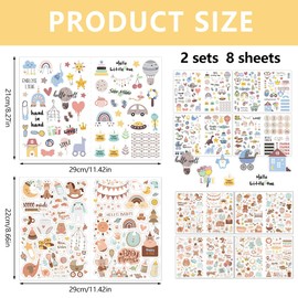 Bekecidi 8 Sheets Baby Scrapbook Stickers, Baby Shower Stickers Various Patterns Cartoon Stickers for Scrapbooking Pregnancy Stickers Baby Girl Boy Stickers for DIY Crafts Journal Scrapbook Supplies
