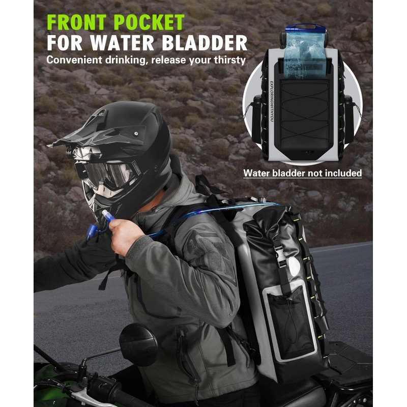 NICECNC Waterproof Motorcycle Backpack 40L, 500D PVC Multi-functional Motorcycle Rear