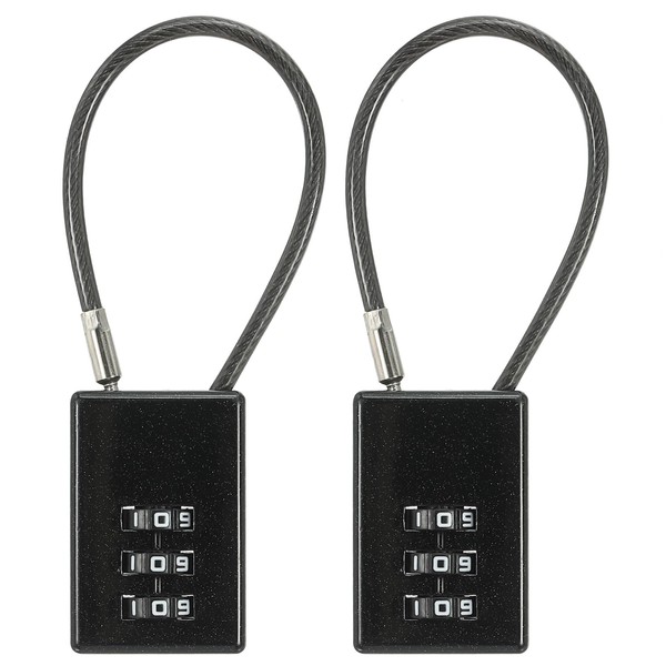 PATIKIL 2 Pack 3 Digit Combination Lock, Helmet Padlock Cable