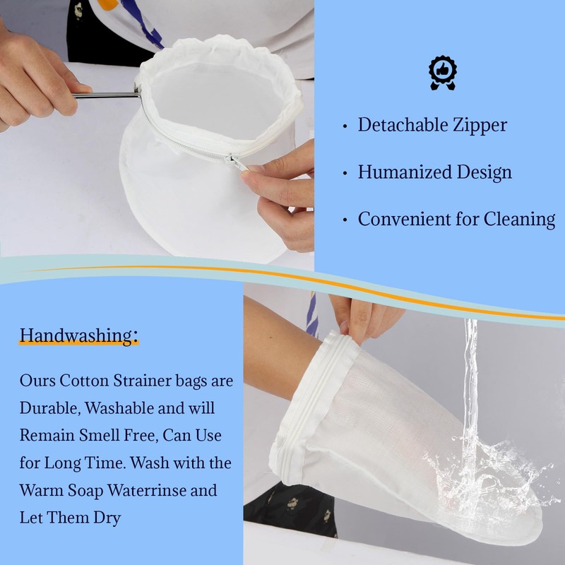 Fine Mesh Strainer, 6Pcs Cloth Strainer Bags with Steel Handle