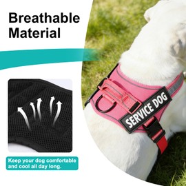 MUMUPET Service Dog Harness, No Pull Reflective Adjustable with Handle, Soft Breathable Padding for Small Dogs, 2 Removable Velcro Patches (Hot Pink, S)