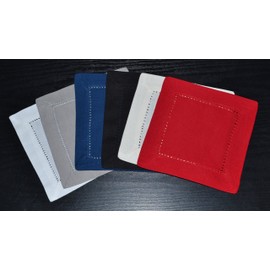 Ivory 6x6 Hemstitch Cocktail Napkins 1 Dozen