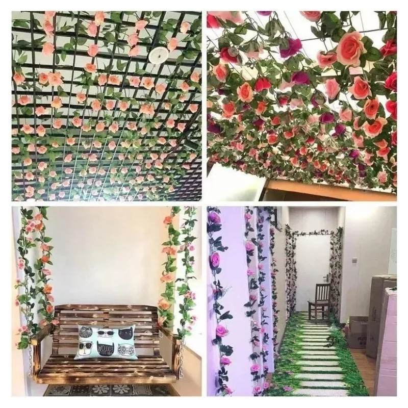 Hogareno Ec 5 Piezas Guia Enredadera Con Rosas Artificiales Decoración