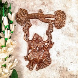 Apka Mart The Online Shop Radha Krishna Sitting On The Swing Wall Hanging 12 Inch (Metal -Alloy, Color - Copper Shade)