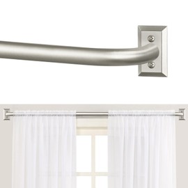 TANGWIN Nickel Wrap Around Curtain Rods 72 to 144 Inch:Blackout Heavy Duty Adjustable Long Window Curtain Rod Room Darkening,Modern Decorative Curved French Metal Drapery Rod Easy Install,Satin Nickel
