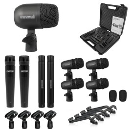 S-Core 9Pc Wired Drum Microphone Kit XLR Connector For Tom Snare Cymbals Professional Audio Recording Studio Usecolor: Yellow Color