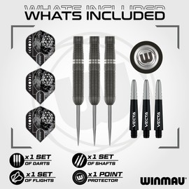 WINMAU Darts Callisto 26g 90% Professional Tungsten Steel Tip Darts Set with Dart Flights and Dart Shafts (Stems)