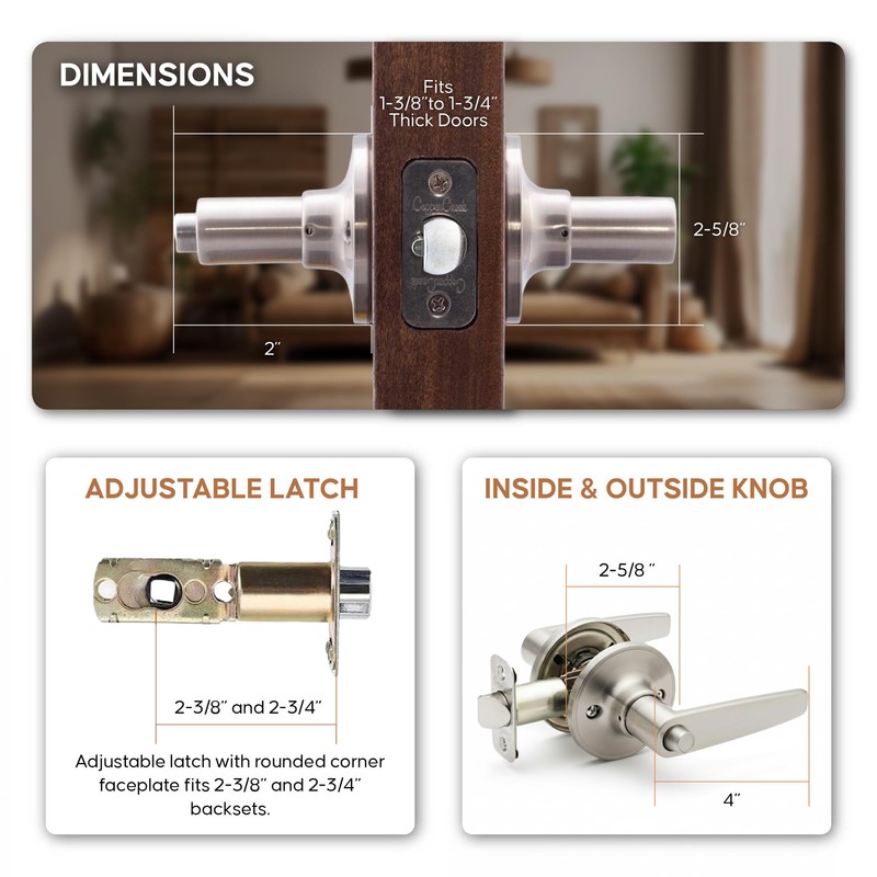 Copper Creek DL1231SS Daley Push Button Privacy Door Lever, Satin