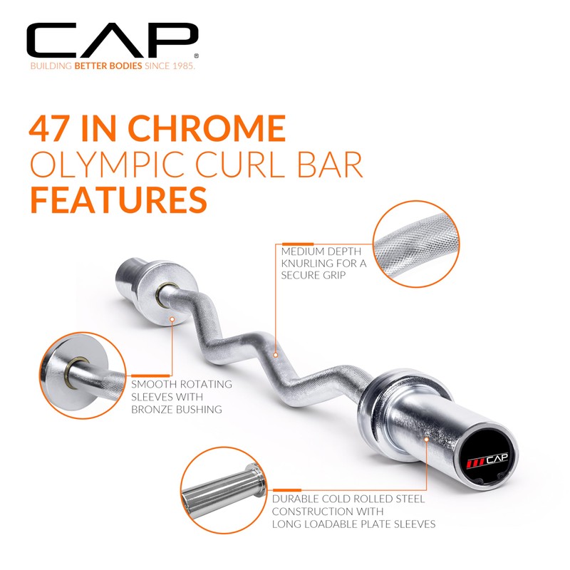 CAP Barbell 47-Inch Olympic Curl Bar - Chrome | Curl