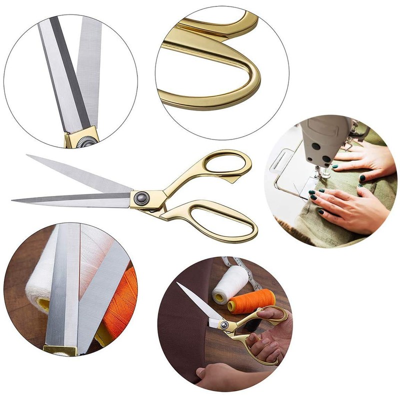 ZJMZZM 8.5 '' Gold Stainless Steel Sharp Tailor Scissors Professional