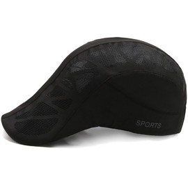 AWOCAN Quick Dry Baseball Cap Men's Flat Hat Newsboy Hat Summer Mesh Sunblock UV Sunblock Breathable and Lightweight, black