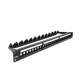 VCE 24 Port Patch Panel, 1U Blank Cat6 Rackmount Panel for RJ45, HDMI, Coax, Speaker Keystones, 19 inch, 1 Pack