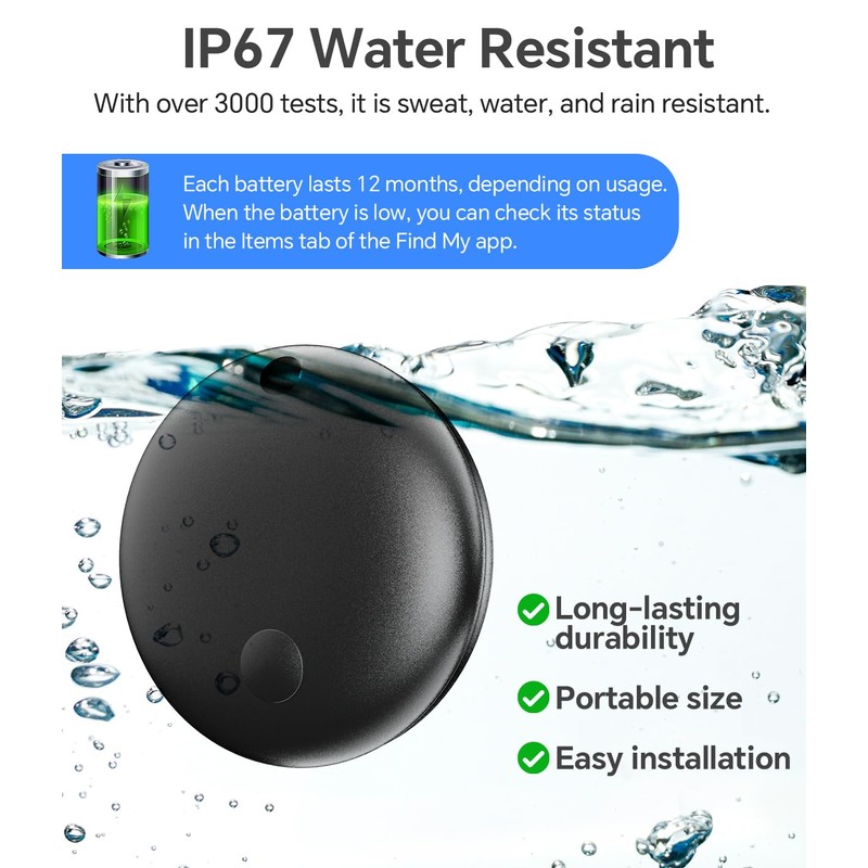 Air Tracker Tag IP67 Waterproof Bluetooth Tracker, Keychain Finder, Item
