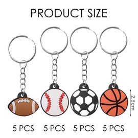 20 Pieces Ball Sports Keychains, Football Pendants, Basketball Keychains, Baseball Keychains, Football Keychains, Fan Keychains, Gift Keychain