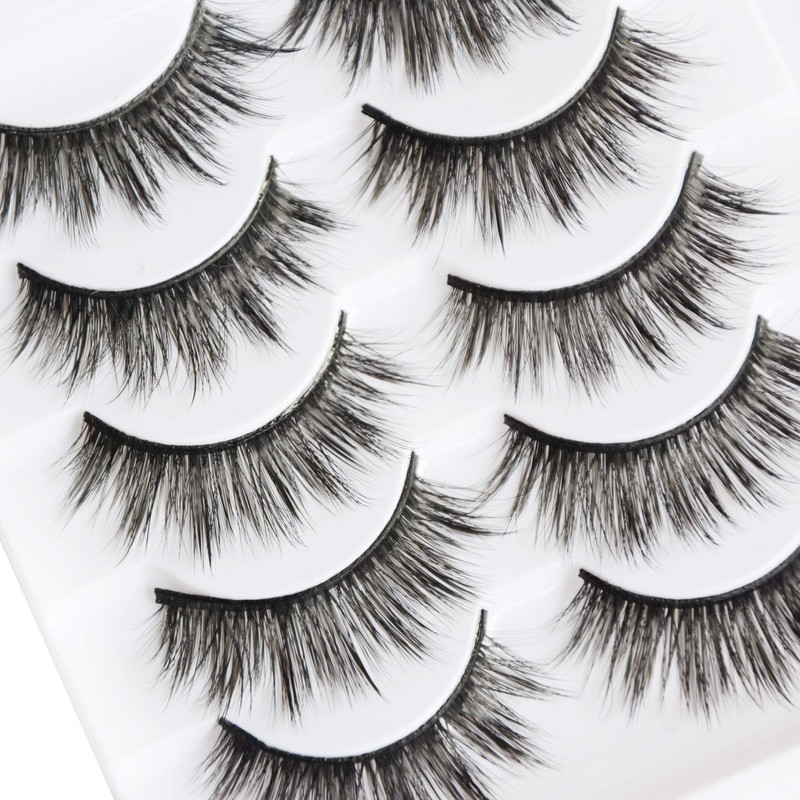 5 Pairs False Eyelashes Natural Fake Eyelashes Fluffy Hand-made Eyelashes