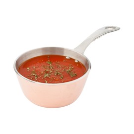 7 Inch x 3.4 Inch Small Saucepan, 1 Round Small Pot For Cooking - With Handle, Stain Resistant, Copper Stainless Steel Kitchen Saucepan, Dishwasher Safe, For Sauces, Creams, Or Dips - Restaurantware
