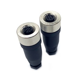 2Pcs M12 4 Pin Female Circular Connector, A Code Industrial Circular Connector IP67 Waterproof Field Assembly Wireable Sensor Straight Type Unshiled Adapter for PG7 Cable 250V 4A AC/DC