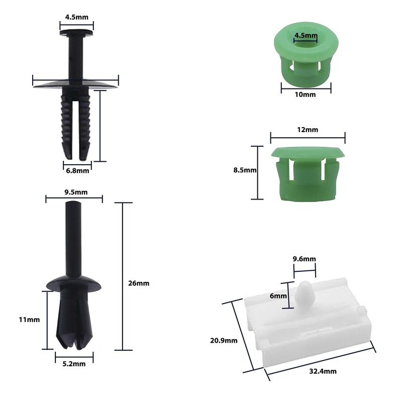20 Sets of Side Skirts Clips, Side Skirts Clips Kit