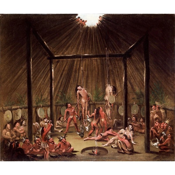 The Cutting Scene, Mandan O-kee-pa Ceremony by George Catlin Giclee
