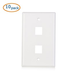 Cable Matters 10-Pack Low Profile 2-Port Keystone Jack Wall Plate, RJ45 Wall Plate for Keystone Jacks in White