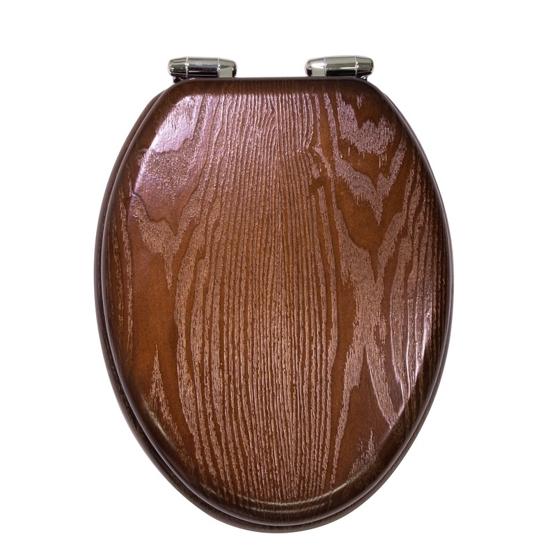 Dalton Wooden Elongated Soft Close Toilet Seat, Java Brown, Quick