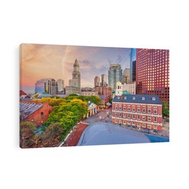 CafePress Canvas Wall Art Boston Markets And Cityscape Ready to Hang for Living Room, Bedroom or Office