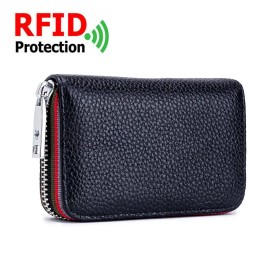 Unbranded Man Women RFID Genuine Leather Zipper Wallet Credit Card Holder Pocket Purse US