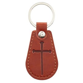 Creative Brands Key Rings - Cross of Nails Collection Keychain, 1.25 x 2.5-Inch, Vegan Leather Tag