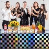 2Pack Iridescent Checkered Plastic Tablecloth, Shiny Disposable Laser Rectangle Table