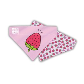 Max & Molly Reversible Fabric Bandana for Dogs and Cats to Keep Bandana Secure in Place (Pink Strawberries, Medium)