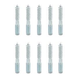 QWORK® Pack of 10 Hanger Bolts M8 x 60 mm Double Thread Carbon Steel Galvanised Accessories for Furniture Assembly