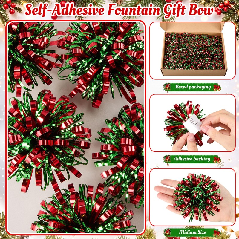 30 Pcs 4 Inch Christmas Bows for Gift Wrapping, Red