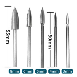 AIMALL 5Pcs Wood Carving Engraving Drill Bits Set for Dremel Rotary Tool, High-Speed Steel Milling Cutter, 3mm Shank, Precision Cutting, Ideal for DIY Woodworking