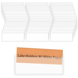 42 PCS Self Adhesive Index Card Holder Clear Adhesive Pockets Label Holders Plastic Storage Tote Labels for Organizing Bins Box Drawer Supermarket Bookshelf Mailbox Business Kitchen