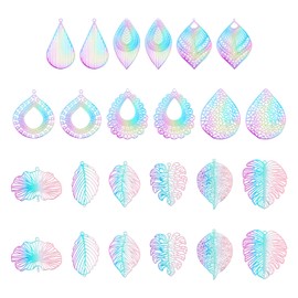 Beadthoven Multiple Styles Stainless Steel Filigree Pendants DIY Necklace Earrings Pendants Charms Metal Embellishments Bohemian Colorful Rainbow Charms for Jewelry Making Women Dangle Earrings,