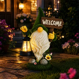 Solar Gnome Garden Statue for Outdoor Decor – Cute LED Figurine for Patio, Lawn & Pathway Lighting