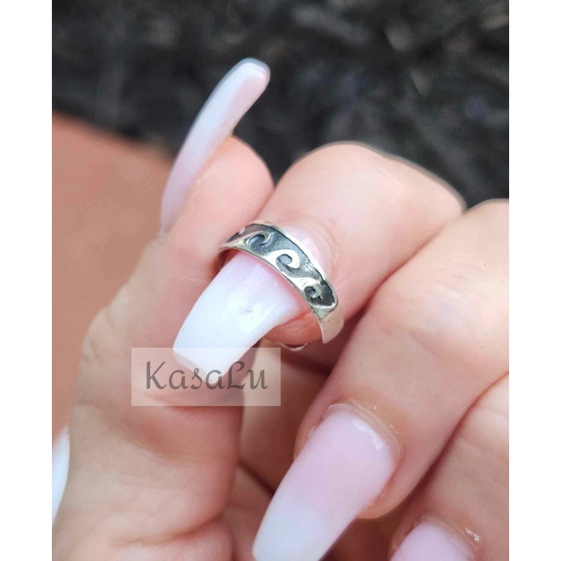 Sterling Silver Ocean Waves Band Adjustable Toe Ring
