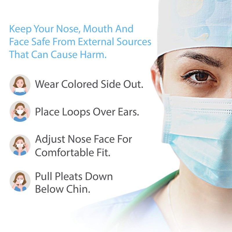 Hibaly | Sanitized Individually Packaged 3-ply Disposable Face Masks 50