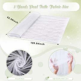 Pearl Table Runner White Tulle Fabric, Wedding Table Decor Lace Tablecloth Bridal Shower Decorations DIY Bridal Veil Tulle Table Skirt 3 Yards Lace Table Cloth For Wedding Birthday Party Baby Shower