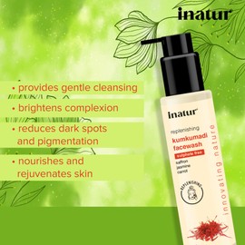 Inatur Kumkumadi Combo With Facial Oil 12ml, Face Cleanser 100ml For Rejuvenating And Brightening Skin| Value Pack I Deep Cleanses Skin