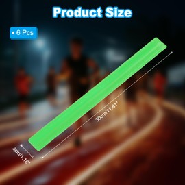 PATIKIL Reflective Slap Bands, 6 Pcs Reflector Band Snap Bracelet Armbands High Visibility Safety Reflectors Wrist Strap Strips for Night Jogging Cycling Running Hiking, Green