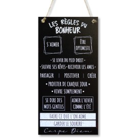 CARISPIBET The Rules of Happiness | Signs for the House Decorative Signs Indoor Decor 30x15cm